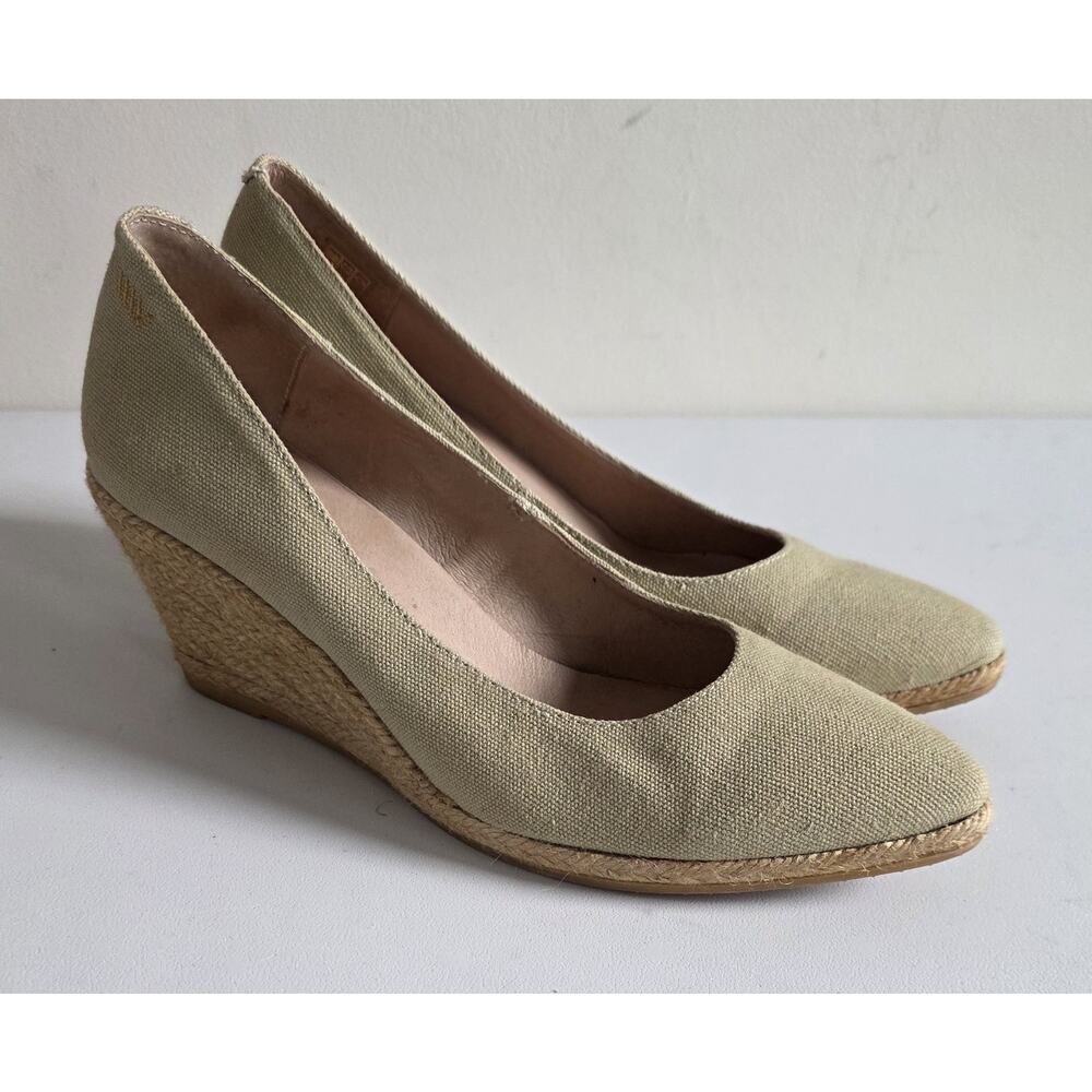 Viscata Barcelona Canvas Espadrille Wedge Tan Size 8